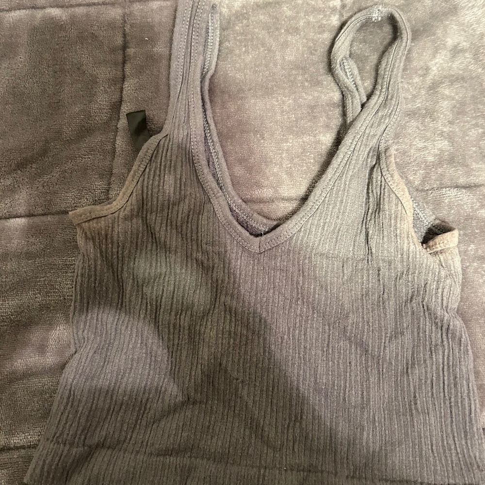 out from under drew seamless ribbed tank grey